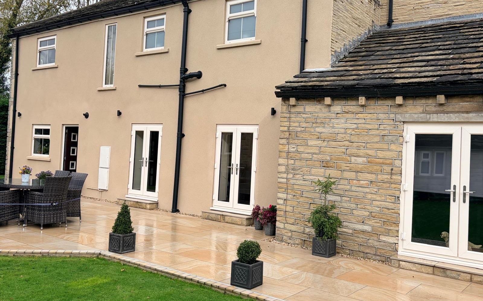 Stone coloured render completed in Huddersfield, West Yorkshire
